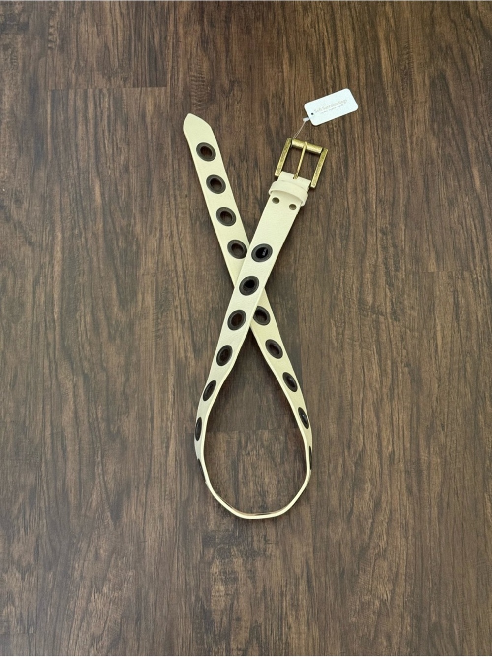 Soft Surroundings ALABASTER LEYSA Eyelet Belt with Gold Buckle